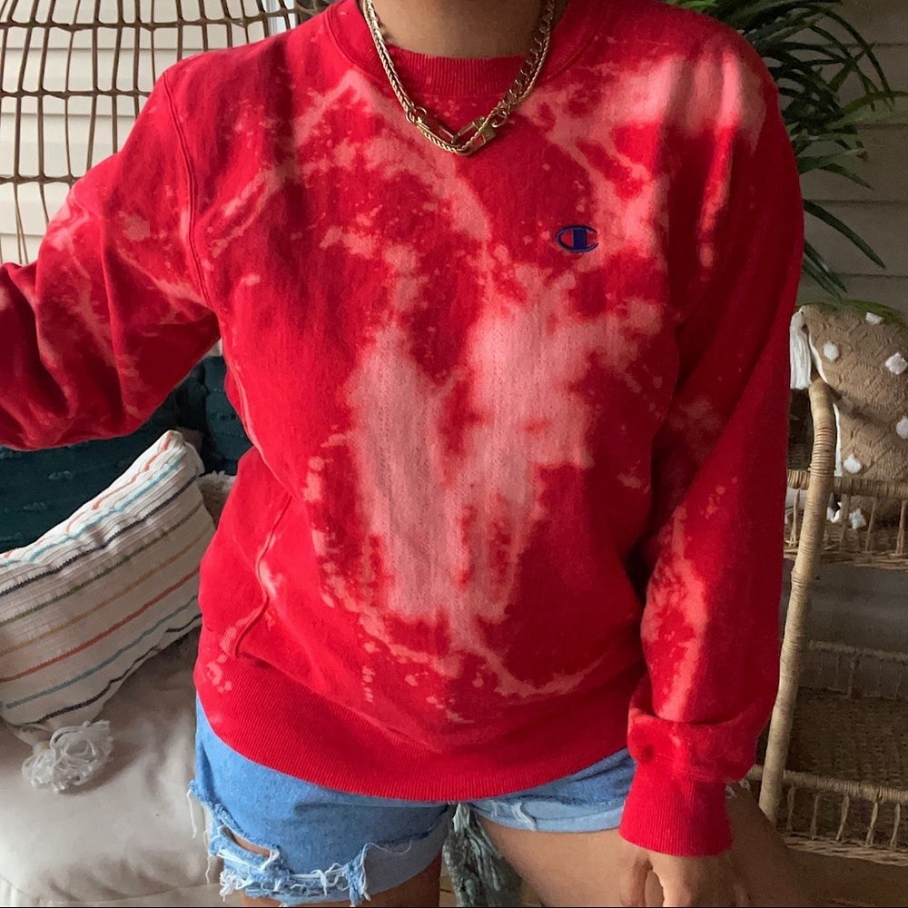 Champion Vintage Custom One Of A Kind Bleach Splatter Sweatshirt SZ M